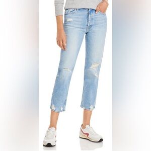 Mother | Tomcat Faded Straight Leg Distressed Button Fly